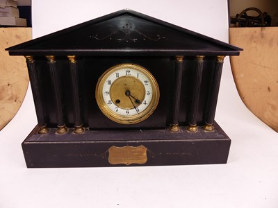 Lot 35 - An early 20th century black slate eight-day...