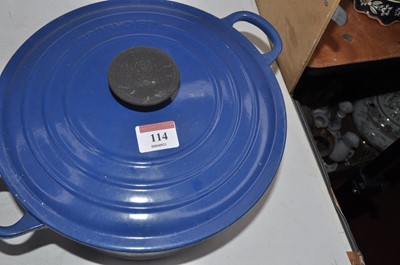 Lot 114 - Two Le Creuset blue enamelled cast iron...