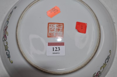 Lot 123 - A Chinese export famille noir porcelain dish,...