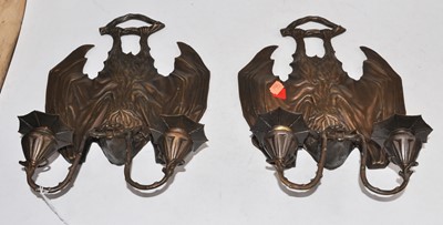 Lot 126 - A pair of bronzed metal twin branch wall...