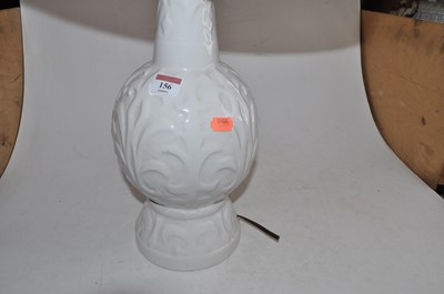 Lot 156 - A Blanc-de-Chine ceramic table lamp with shade,...