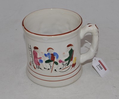 Lot 200 - A Staffordshire tankard, relief decorated with...