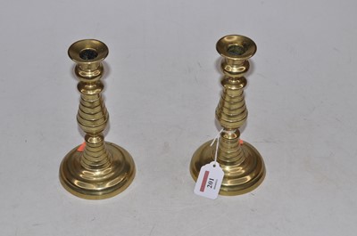 Lot 201 - A pair of 19th century turned brass...