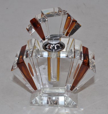 Lot 214 - An Art Deco style amber tinted and clear glass...