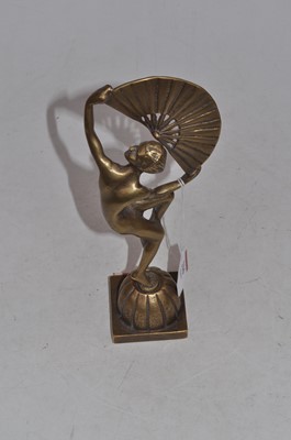 Lot 216 - An Art Deco style brass figure of a dancer,...