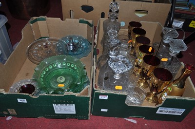 Lot 175 - Two boxes of assorted glassware to include...