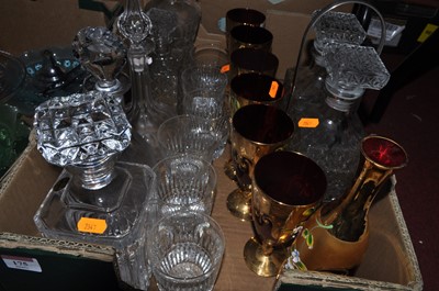 Lot 175 - Two boxes of assorted glassware to include...