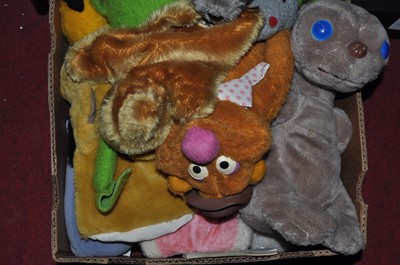 Lot 176 - A box of assorted soft toys, to include Kermit...