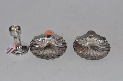 Lot 266 - A pair of Edwardian silver shell shaped butter...