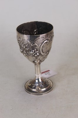 Lot 279 - A Victorian silver goblet, the bowl repousee...