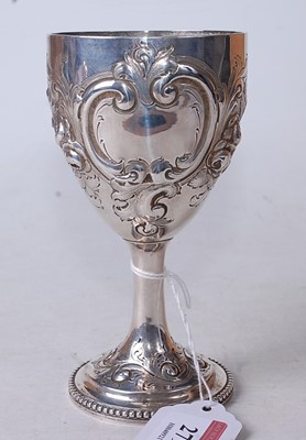 Lot 279 - A Victorian silver goblet, the bowl repousee...