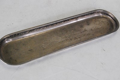 Lot 393 - A mid-20th century silver pen tray, of rounded...