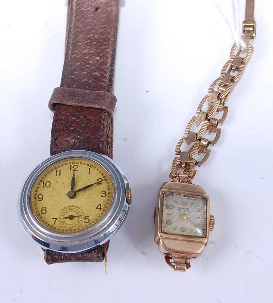 Lot 341 - A lady's Invicta 9ct gold cased manual wind...