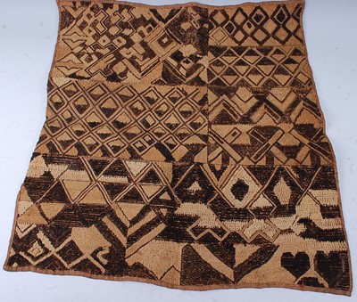 Lot 194 - A raffia cloth, woven as four geometric panels,...
