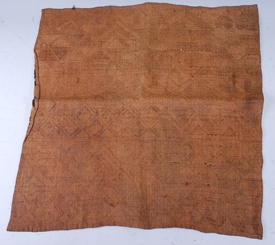 Lot 194 - A raffia cloth, woven as four geometric panels,...
