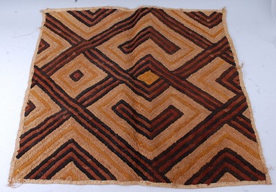 Lot 195 - A raffia cloth, woven with a lattice work...