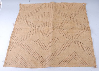 Lot 195 - A raffia cloth, woven with a lattice work...
