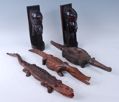 Lot 202 - A collection of three native hardwood figures,...