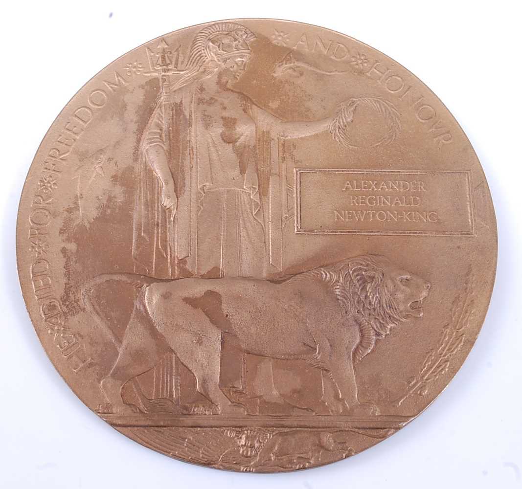 Lot 87 - A WW I bronze memorial plaque, naming...