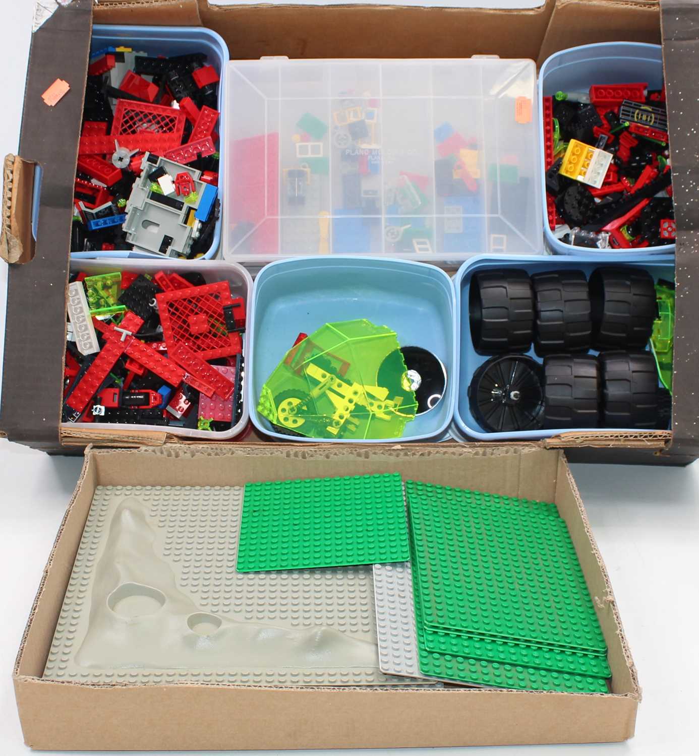 Lot 1958 - One large tray of Lego parts and base plates...
