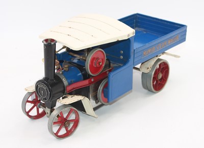 Lot 178 - Mamod steam wagon, blue/white with red spoked...