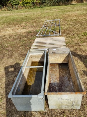 Lot 235 - 2 x Galvanised Water Troughs with Wooden Gate...