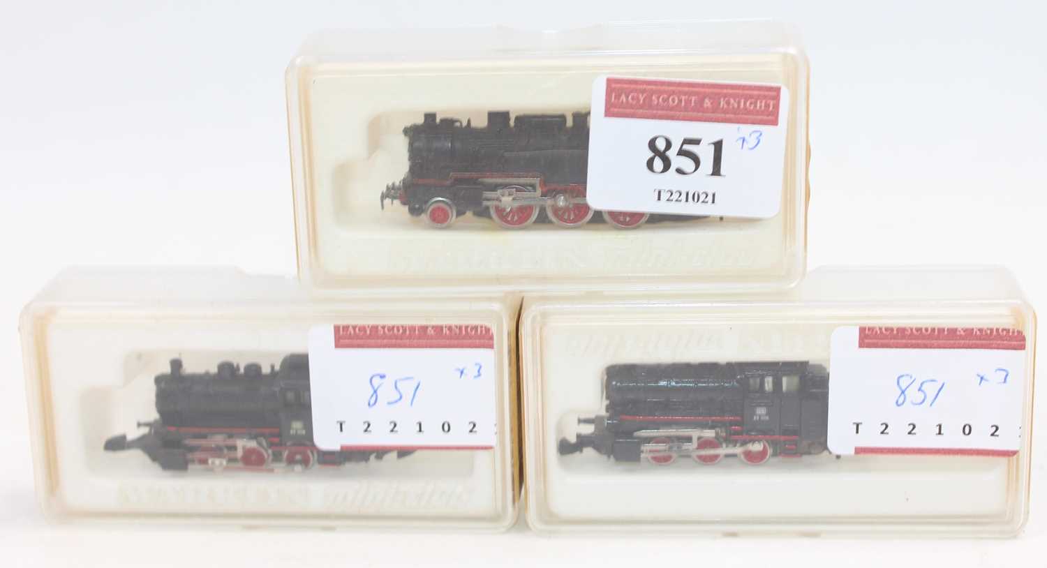 Lot 851 - Three Marklin Z gauge Mini Club DB locos: 2x 0-...