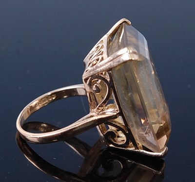Lot 2582 - A 9ct yellow gold and lemon quartz dress ring,...