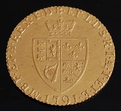 Lot 2042 - Great Britain, 1791 gold half spade guinea,...