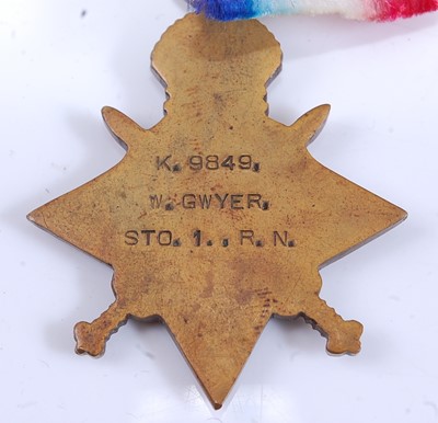 Lot 32 - A WW I 1914-15 Star, naming K. 9849 W. GWYER....