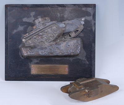 Lot 50 - A bronze model of a Panzer tank with rotating...