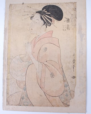 Lot 2478 - Kitagawa Utamaro (1754-1806) – Bijin holding...