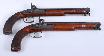 Lot 232 - A cased pair of English percussion pistols by...