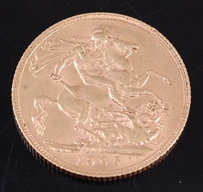 Lot 2093 - Great Britain, 1905 gold full sovereign,...