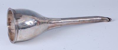 Lot 2258 - A silver wine funnel, of elongated proportions,...