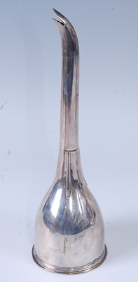 Lot 2258 - A silver wine funnel, of elongated proportions,...