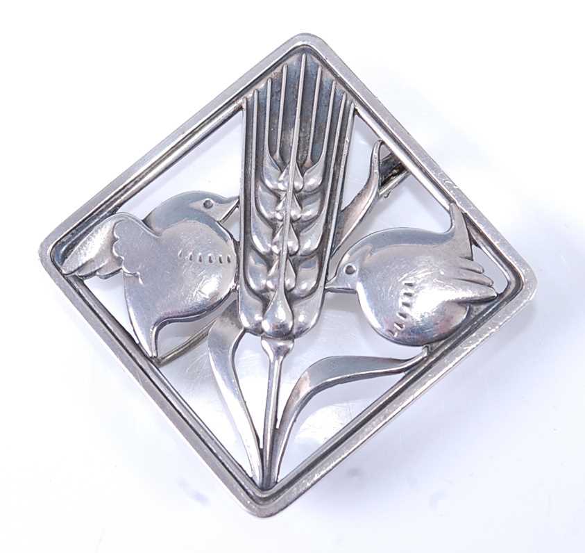 Lot 2593 - A silver square brooch by Georg Jensen...
