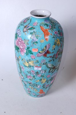 Lot 2 - A Chinese export Meiping vase, on a turquoise...