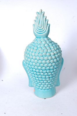 Lot 10 - A large modern turquoise glazed ceramic bust...