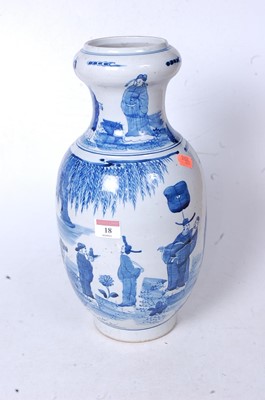 Lot 18 - A Chinese export blue and white vase, having...