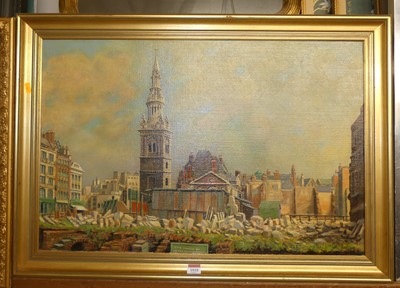 Lot 1010 - Francis Ives Naylor - a London? square, oil on...