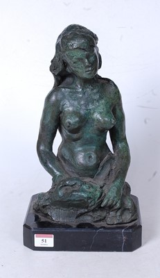 Lot 51 - A modern green patinated bronze figure of a...