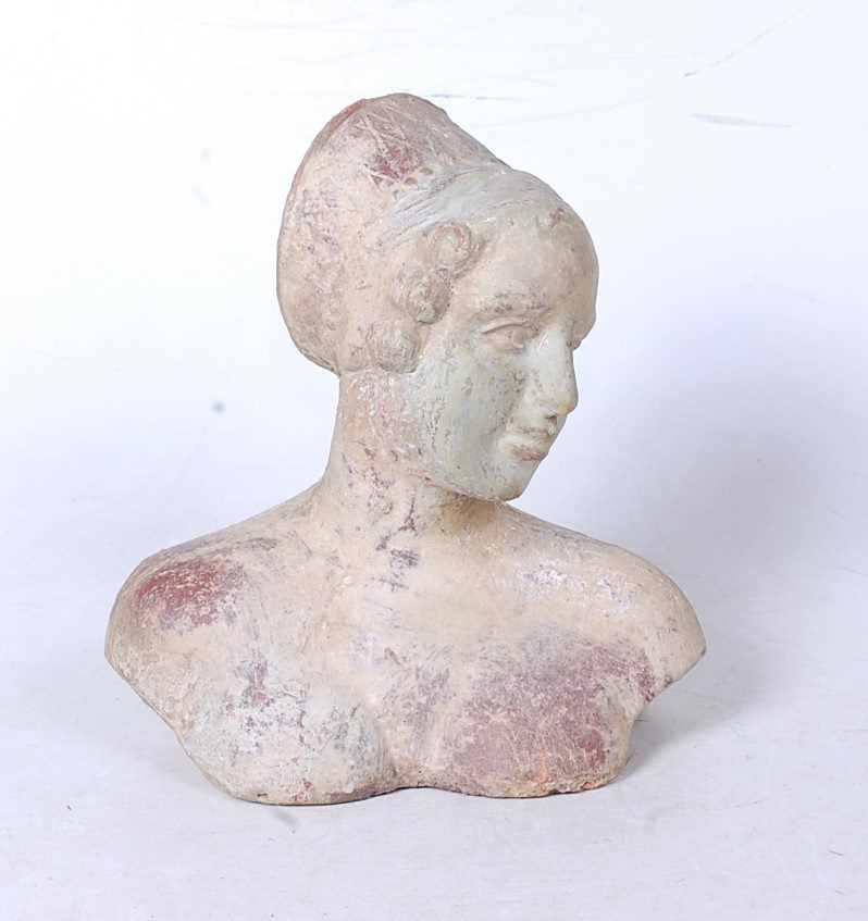 Lot 52 - A moulded terracotta head & shoulders portrait...