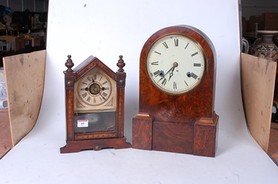 Lot 60 - A Victorian walnut cased dome top mantel clock...