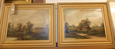 Lot 1020 - R Percy - Pair; Landscape scenes, oil on...