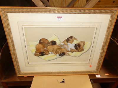 Lot 1046 - Chloë Preston (1887-1969) - Sleeping pups, 26...