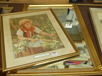 Lot 1052 - A reproduction gilt framed and bevelled wall...