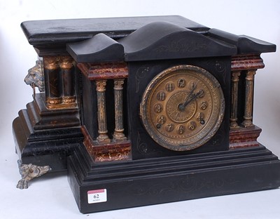 Lot 62 - A Victorian faux slate cased mantel clock, of...