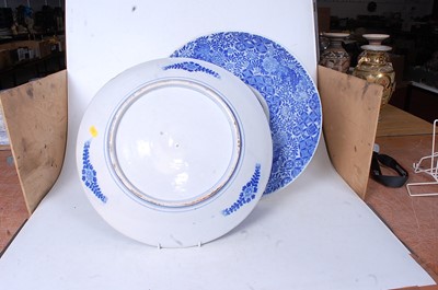 Lot 64 - A pair of Japanese blue and white chargers,...