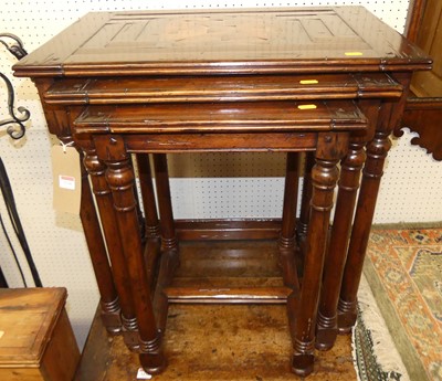 Lot 1130 - A contemporary joined yew wood nest of three...